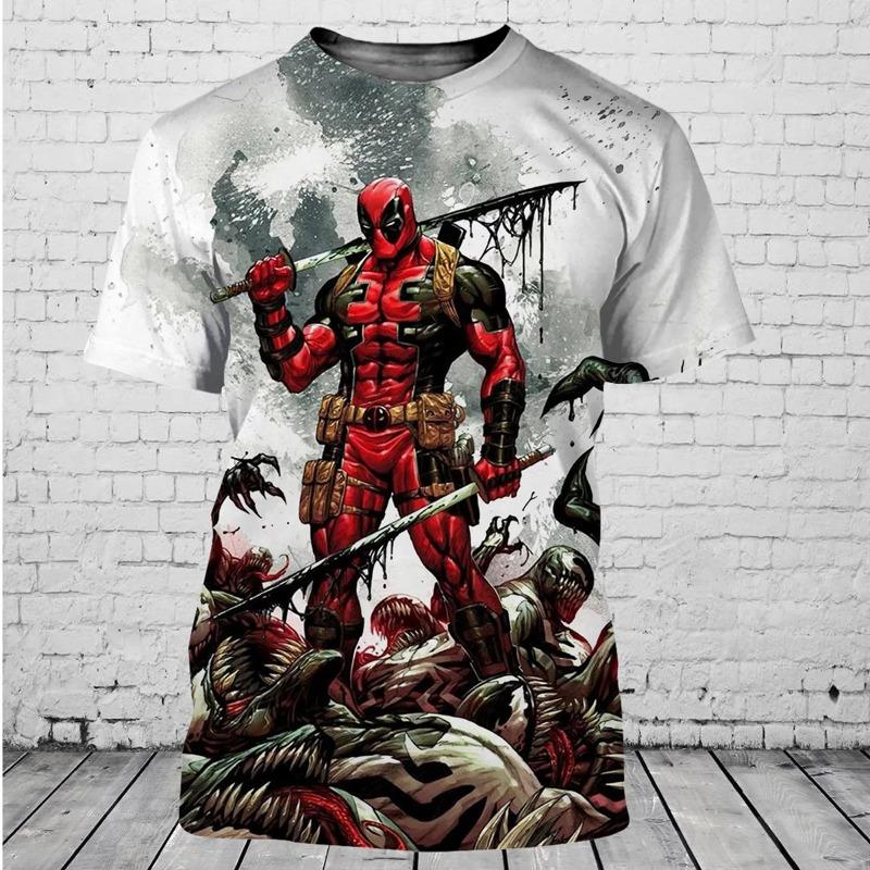 Мужская минималистичная 3D футболка Deadpool Marvel с персонализированным принтом Harajuku повседневный стиль летняя короткая дышащая и удобная S