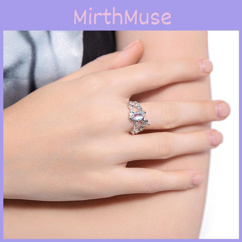 Premium Geometric Design Adjustable Copper Ring Featuring Elegant Moonstone For Women