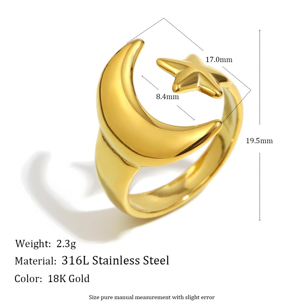

MamacitaSlay Creative 316L Stainless Steel Flower Starfish Open Ring 18K Gold Plated Waterproof Jewelry For Women Everyday Wear resizable
