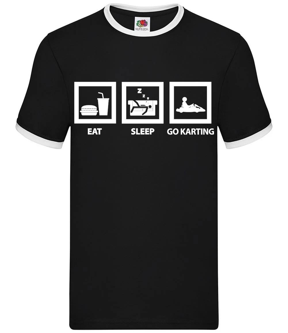 Eat Sleep Go Karting - Mens Ringer - Kart Racing Race Stag Do Track XXXL