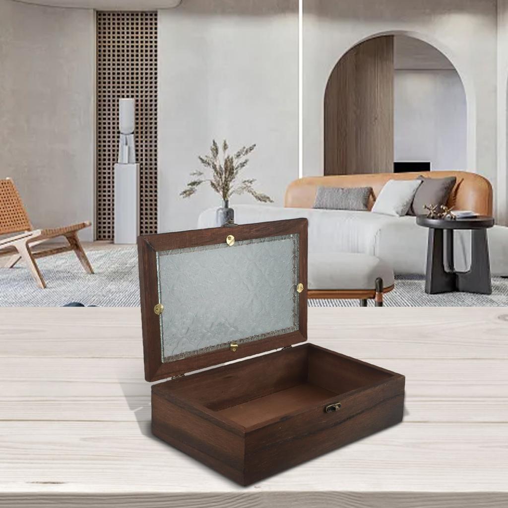 Begonia Flower Desktop Storage Solid Wood Glass High Quality