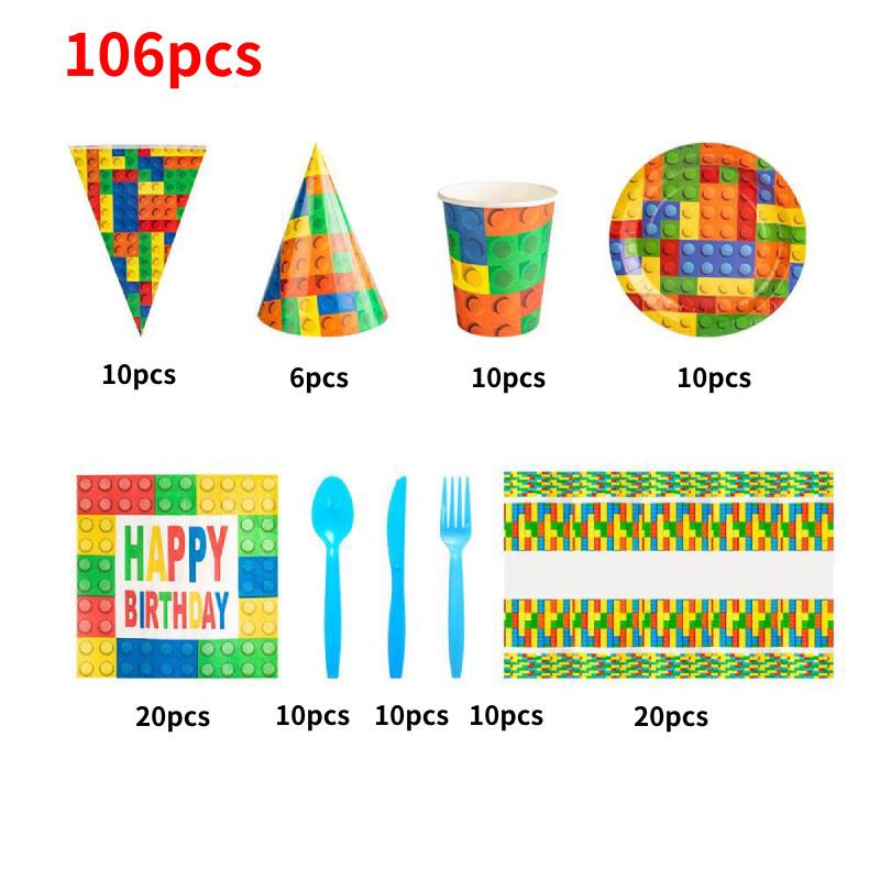 Complete Kids Birthday Celebration Tableware Set With Colorful Plates Cups Flags And Fun Party Supplies