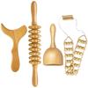 Meridian Massage Set: Solid Wood 4-Piece Gua Sha, Back Bar, and Muscle Rolling Stick