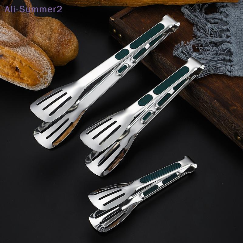 {Summer2} 9/12/14" Non Slip Stainless Steel Food Tongs Meat Salad Bread Clip Barbecue Grill Buffet Clamp Kitchen Cooking Tools
