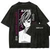 Manga Demon Slayer Tomioka Giyuu Printed Tee Men Women Clothing Washed Cotton T-shirt Vintage Casual T Shirt Harajuku Tshirt