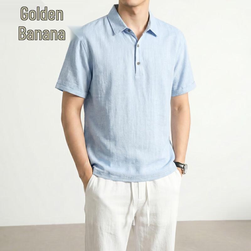 Men's Pure Linen Short Sleeve Polo Shirt