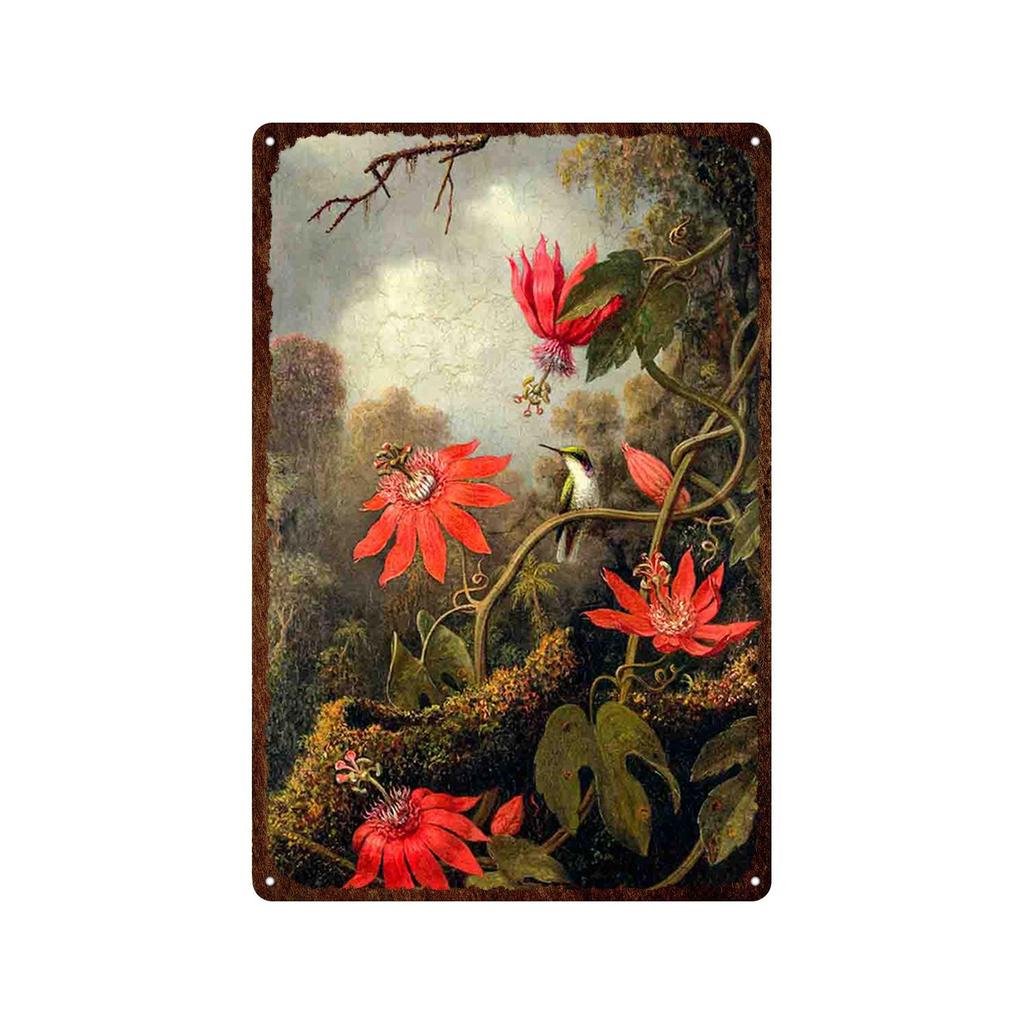 Mfoever Tin Sign Bird Flower Variety Sign Metal Sign Vintage Tin Sign Bar Vintage Wall Decor Bar Club Man Cave Metal Poster