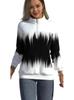 Gradient Print Zipper Long Sleeve Women's Winter Hoodie