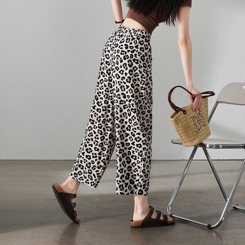 SOFSIL Women s High-Waisted Leopard Print Casual Pants 29/XL