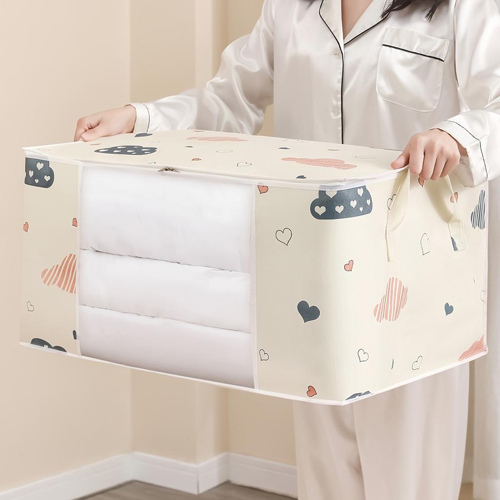Large Capacity Clothes Storage Bag Organizer With Reinforced Handle, Suitable For Blankets, Bedding