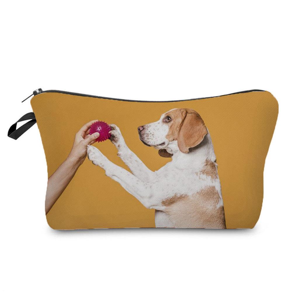 Women Dog Print Cosmetic Bag Toiletries Organize Travel Storage Case 6699