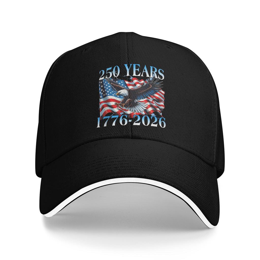 250 Years 1776 2026 Eagle and USA Flag Funny 250th Birthday Sun Baseball Cap Summer Design Hip Hop Hats Men Fishing Snapback Cap