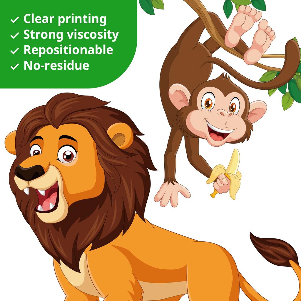 DECOWALL Jungle Animal Cartoon Wall Stickers for Kids Wall Transfer Wall Art Stickers for Bathroom Room Living Nordic Style DS12-8069 Kindergarten,