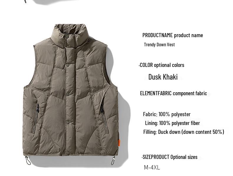 American Retro Japanese Style Stand Collar Duck Down Jacket - Men's & Couple Casual Vest