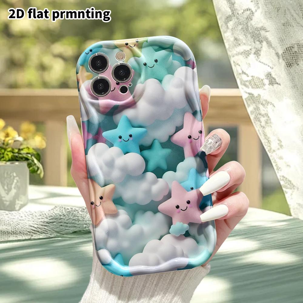 Phone Case: 2D Flat, Fits iPhone 18 17 16 15 14 13 12Pro Protective Case, Stars and Clouds, Perfect Christmas and Halloween Holiday Gift