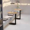 Nordic Industrial C-Shaped Side Table, Mobile Metal End Table for Cafe, Bar & Lounge, Commercial Use Drink Shop Furniture