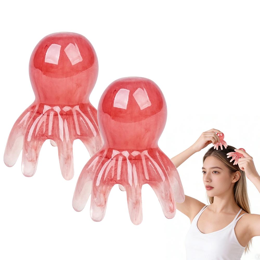 Resin Octopus Head Massager Comb Head Meridian Manual Acupressure Tool Portable Spa Gua Sha Massage Comb