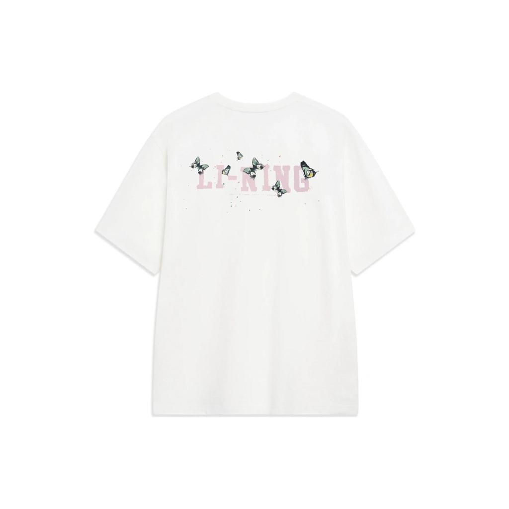 Li-Ning Letter Round Neck Pullover Short Sleeve Regular T-Shirt Men Tops White AHST205-1