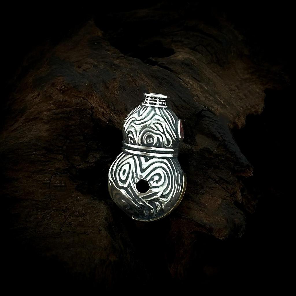 S925 Sterling Silver Daoist Gourd Pendant - Retro Chinese Style Wenwan DIY Spacer Beads