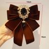 Retro Polyester Bowtie velvet Adjustable Collar Flower Diamond Collar Pins Women