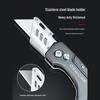 DEWO Heavy-Duty Stainless Steel Electrician's Folding Utility Knife with Cable and Wire Stripper, Thickened Hook.