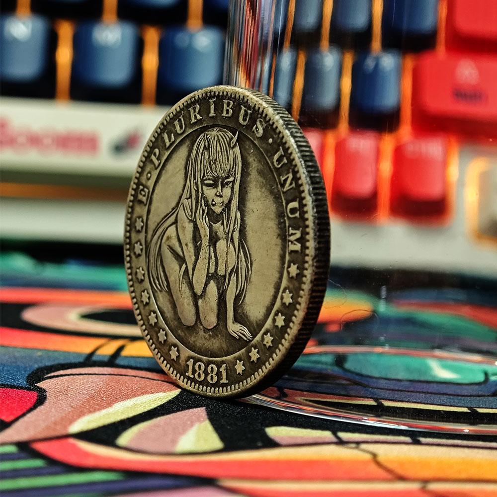 

Роскошный ночной клуб вечеринка ангел бродяга никелевый арт пара монета/US удачи карманный значок памятная монета Моргана + подарочный пакет