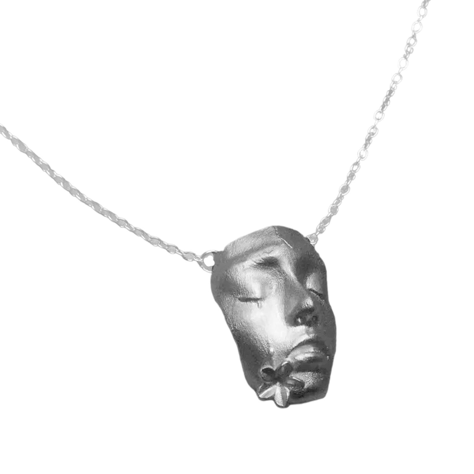 

Unique Storytelling Jewelry Vintage Mask Necklace With Floral And Tear Designs Comfortable Alloy Chain Gift 1
