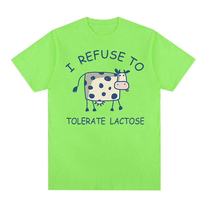 

Забавная футболка «Я отказываюсь терпеть лактозу» для мужчин и женщин, повседневная футболка большого размера из 100% хлопка, милая одежда, модные футболки с круглым вырезом