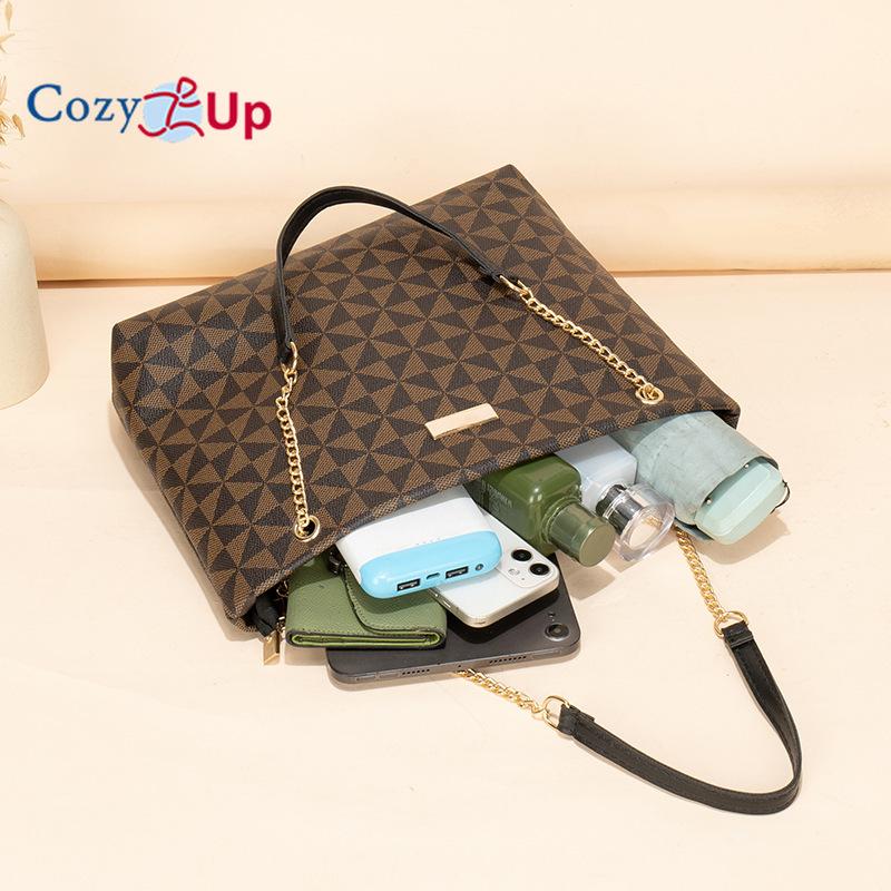 Женская сумка-тоут Cozy Up с геометрическим принтом и блестящей декоративной цепочкой — фото 6