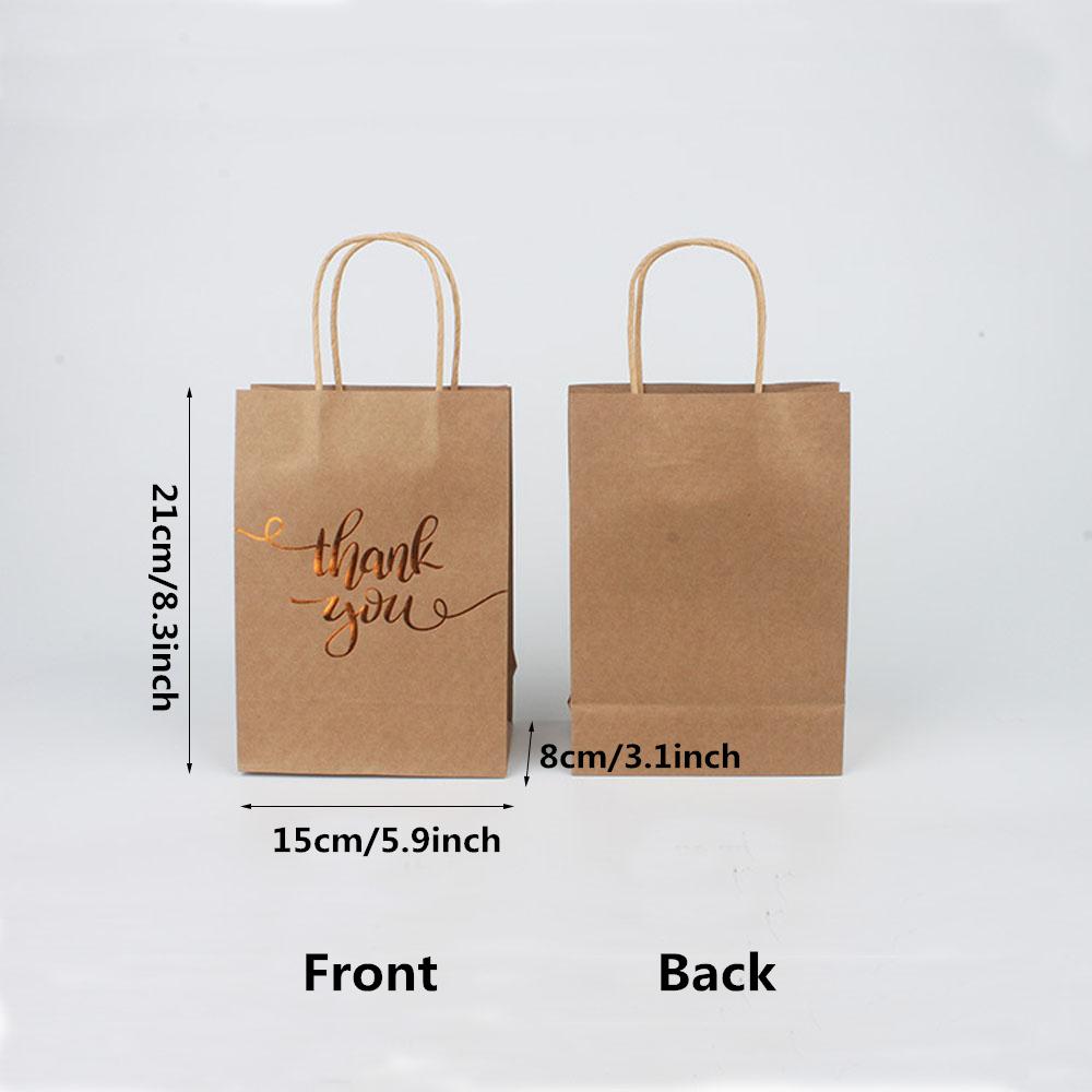Birthday Xmas Party Brown Paper Bags Foil Thank You Print Paper Gift Bags
