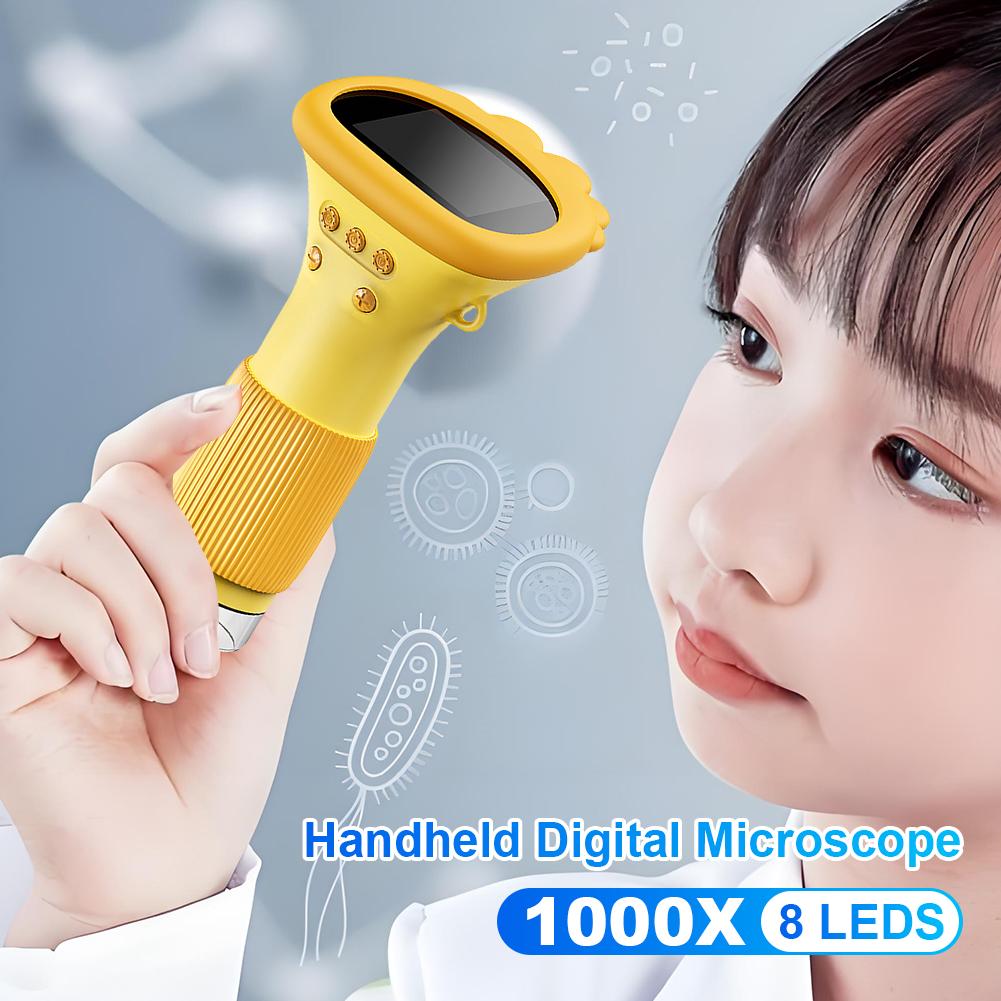 1000X Pocket Microscope for Kids with 8 LED Light Handheld Digital Microscope 2MP Lens Children Biological Insect Coin Magnifier