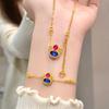 Women Jewelry Set Chinese Palace Style Floral Pendant Necklace Enamel Gourd Bracelet Cloud Earrings Ring