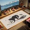 XXL Gaming Mouse Pad Black Witch Cat Broom Bat Book Cute Cartoon Kitten Art Deskmat Non-Slip Rubber Keyboard Mat Table Mat