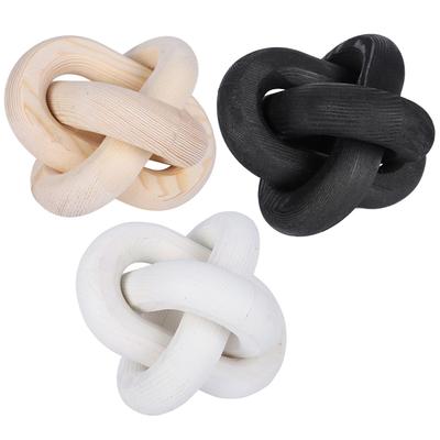 Wood Chain Link Decor 3 Link Wood Knot Decor Carved Decorative Chain Knot for Coffee Table