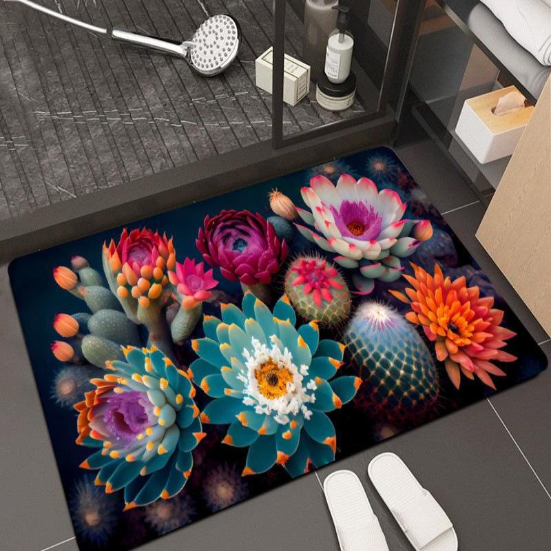 Floor Mat New Three-Dimensional Plant Flower Home Bathroom Bathroom Absorbent Carpet Non-Slip Mat