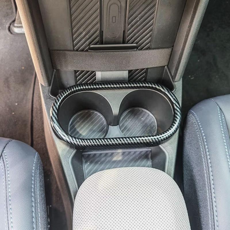1PC For BMW For MINI Cooper F65 F66 F67 2024 2025 Carbon Fiber Car Central Console Water Cup Holder Frame Cover Auto Accessories