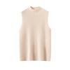 Lekasha Women's Slim-Fit Sleeveless Cashmere Vest - Solid Color, Half-High Collar