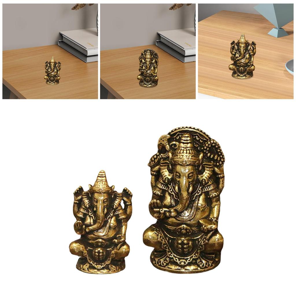 Elephant Buddha Statue Hindu Elephant God Statue Craft Desk Ornament Tabletop Decoration Figurine for Shelf Living Room Yard