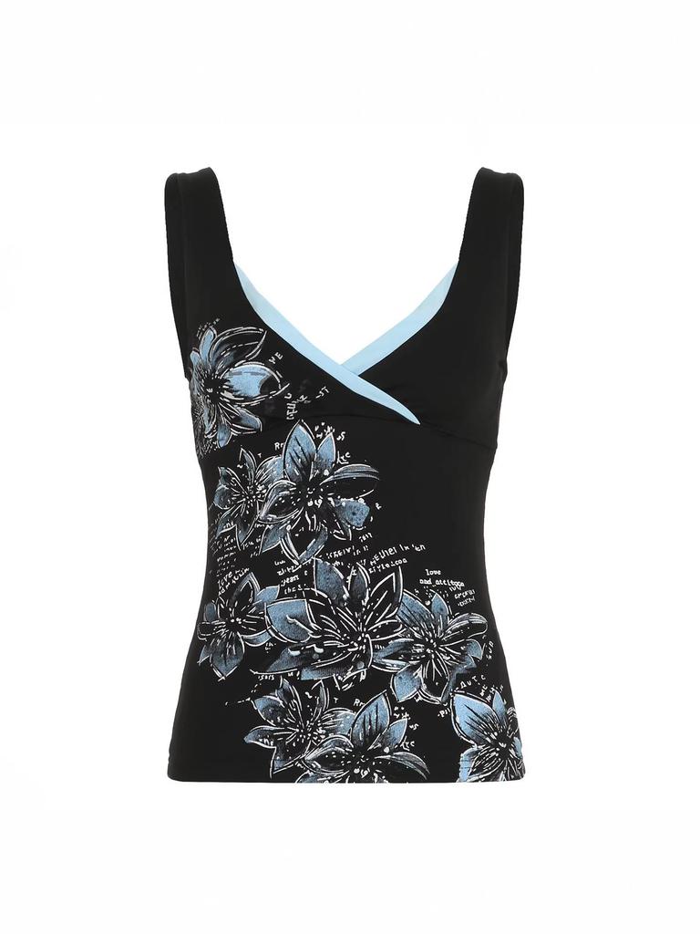 Y2K Millennium Spicy Girl Retro Floral Slim Fit V-neck Camisole for Women