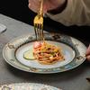 Light Luxury Circular Ceramic Plate High End Restaurant Steak Flat Plates Delicious Dishes Plate  Exquisite Household Tableware