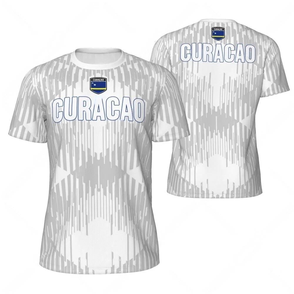 CURACAO Stampa 3D Sportiva Asciugatura Rapida Traspirante Maglietta da Uomo Maglia da Calcio da Esterno Squadra Club Genitore-Figlio Manica Corta Abbigliamento Top