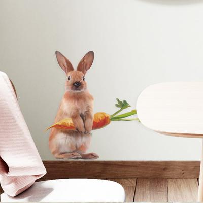 Süßer Hase mit Karotten Wandaufkleber für Kinderzimmer Flur Gewerbliche Dekoration Abnehmbare Selbstklebende Abziehbilder