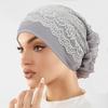 Women Elegant Lace Turban Hat Fashion Flower Decor Stretch Head Wrap Soft Beanie Cap
