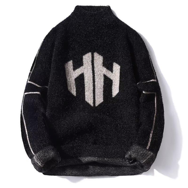 

European Plus Size Striped Mink Velvet Sweater for Men - Soft, Trendy Old Money Style for Autumn/Winter XL EU (Equivalent to 3XL CN)