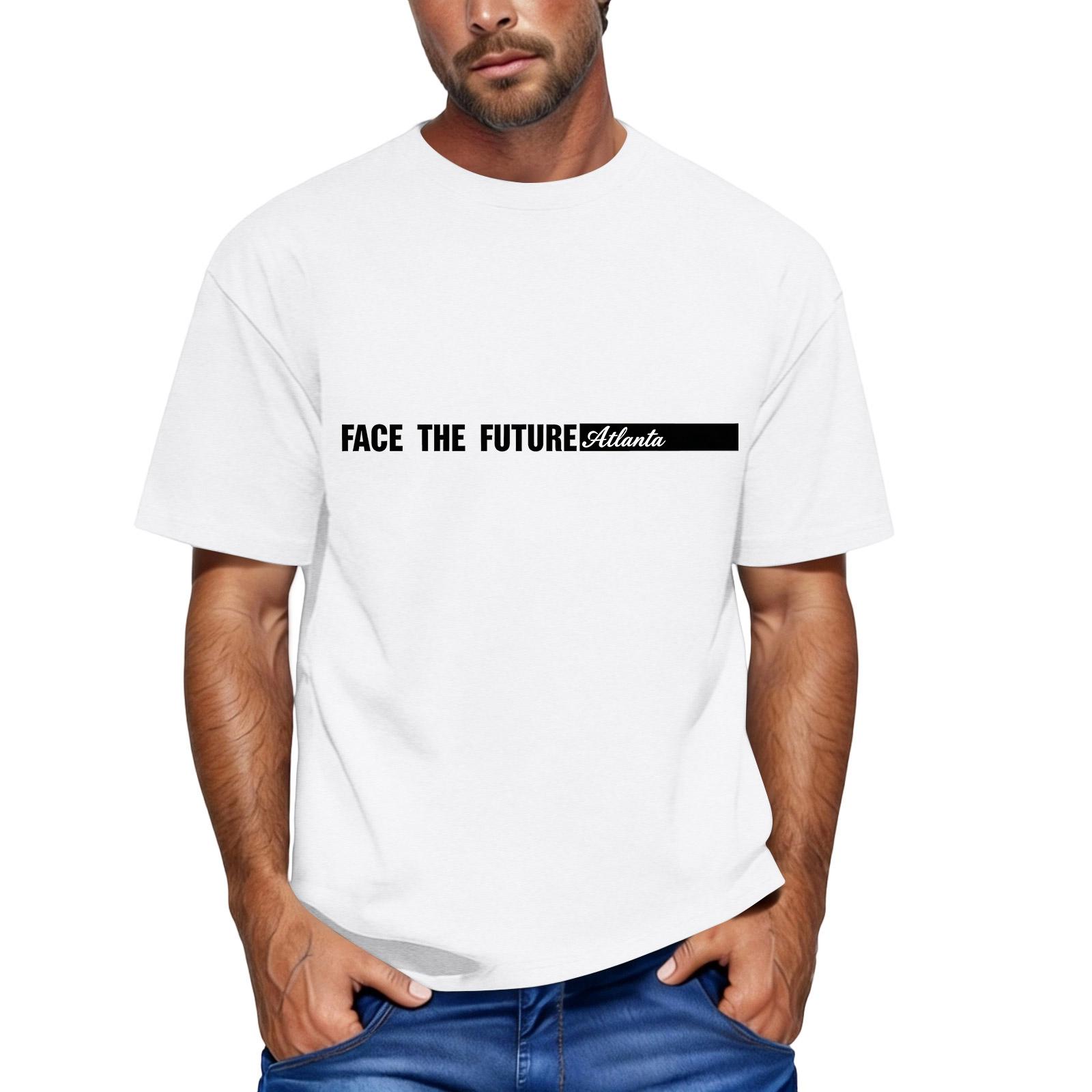 

Men s loose and casual flag letter print T-shirt short-sleeved top L