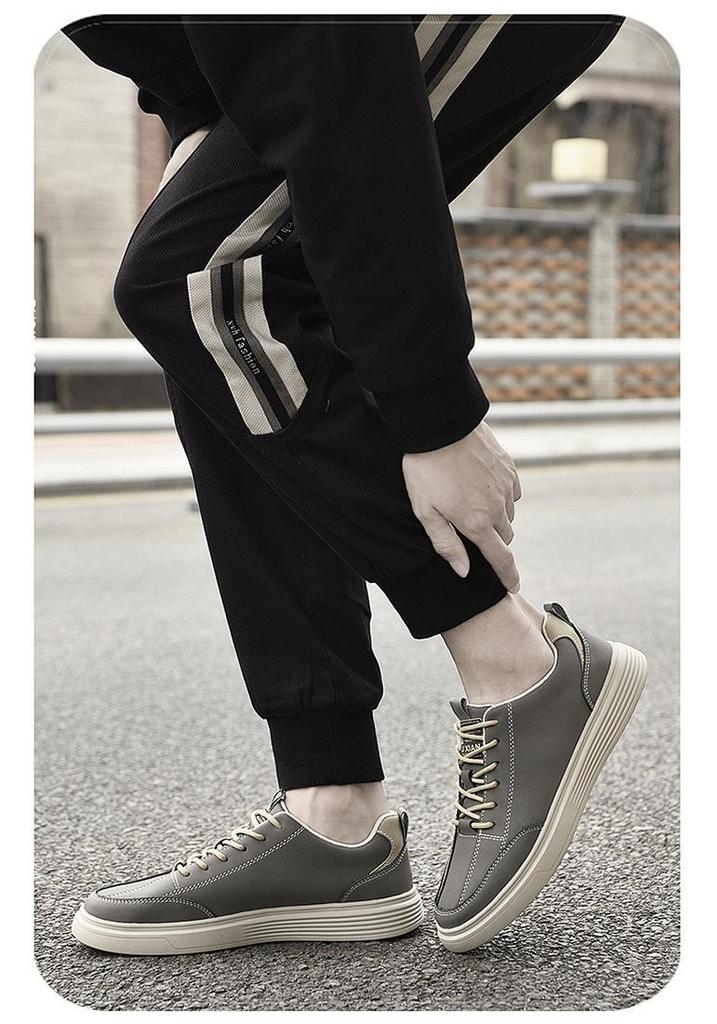 Men's Round Toe Genuine Leather Retro Lace-up Casual Shoes - Large Sizes Available