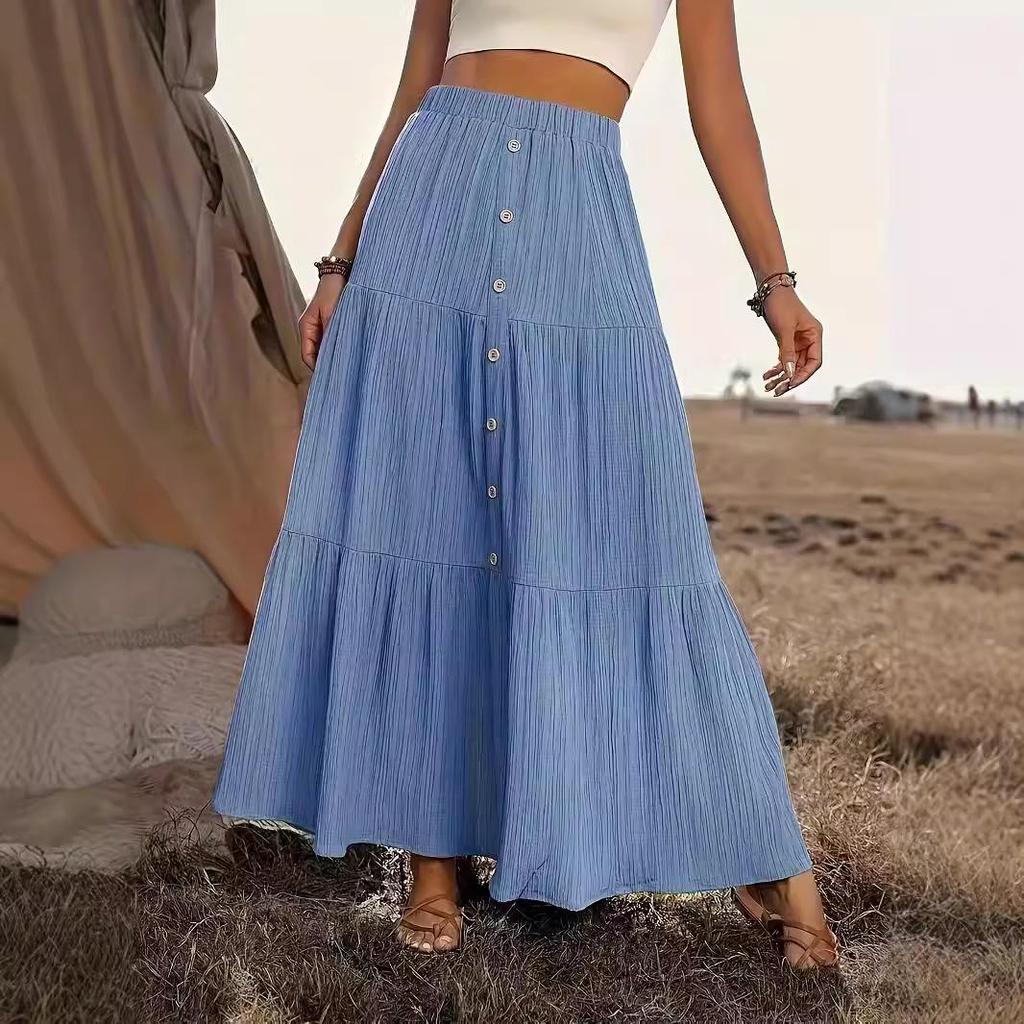 2024 Spring & Autumn Women's Patchwork Long Dress Midi Skirt