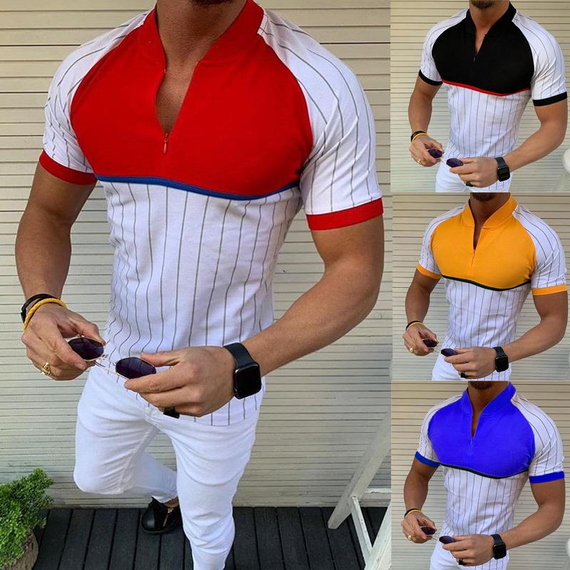 Men's Striped Collared Neck Hollow Out Shirt