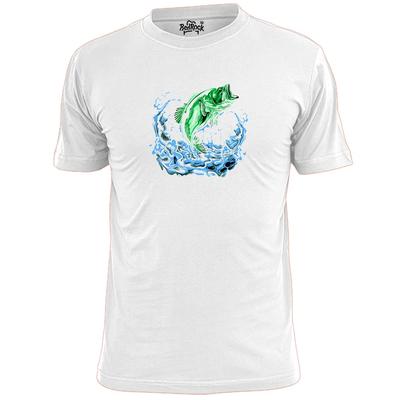 Mens Colourful Bass Fish T Shirt Fishing Angling