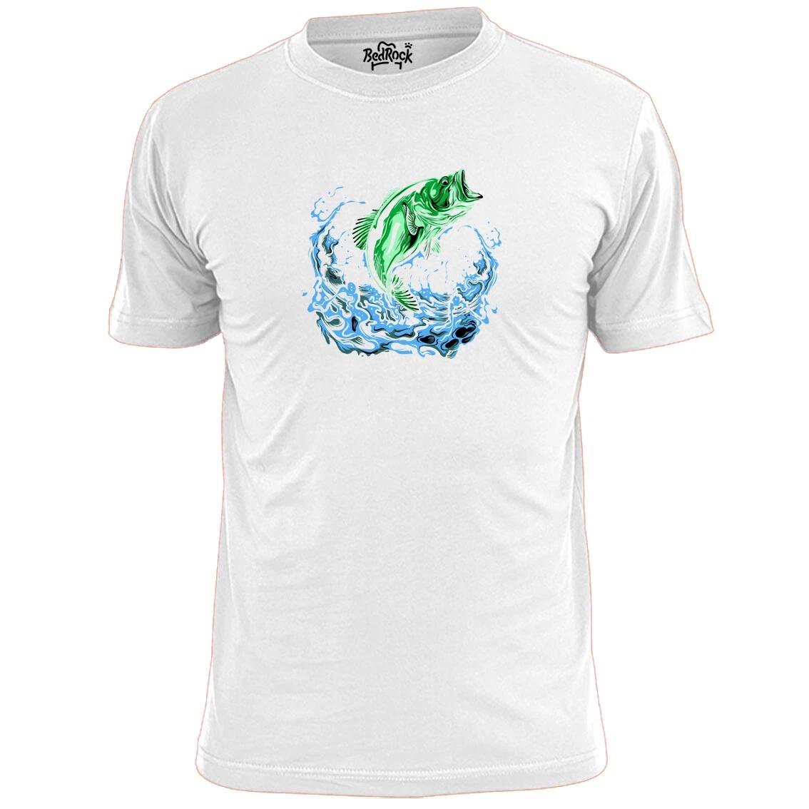 Mens Colourful Bass Fish T shirt Fishing Angling M
